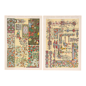 Pair of Illuminated Manuscript Chromolithographs From Grammar of Ornament by Owen Jones
