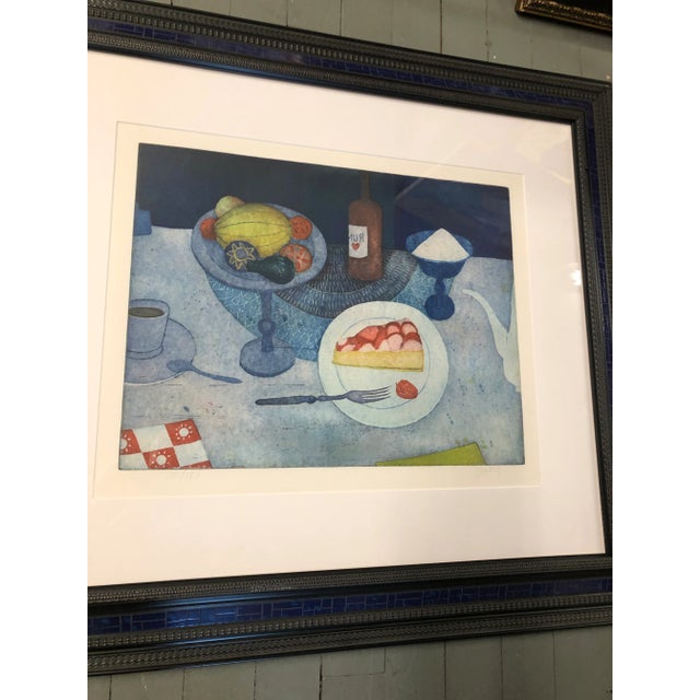 Contemporary Vintage Original Lithograph Signed & Numbered Still Life W/Pie For Sale - Image 3 of 7