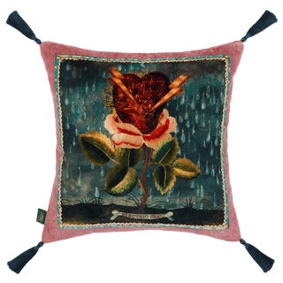 ELECTRIC HEART Organic Velvet Cushion - Tourmaline Pink For Sale