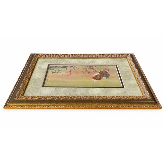 Early 21st Century Framed Chinese Gongbi Bird & Botanical Art Bookplate Attributed to Cao Xiaomin, 2008 For Sale - Image 5 of 7