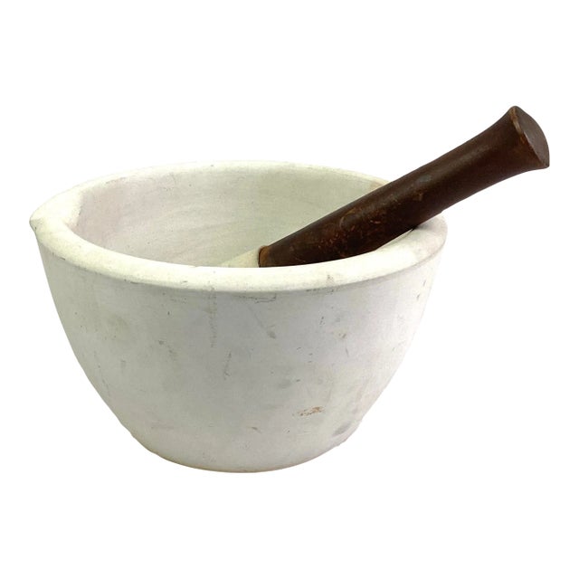 1900s Antique Victorian Ceramic Mortar and Pestle For Sale