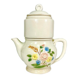 1931 Vintage Farmhouse Art Deco Boho Chic Porcelier Vitrequs Drip Coffee Purcolator, 6 Cup. For Sale