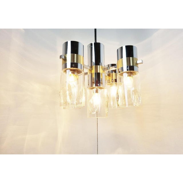 Gaetano Sciolari Vintage Italian Glass and Chrome Chandelier, 1970s For Sale - Image 4 of 13