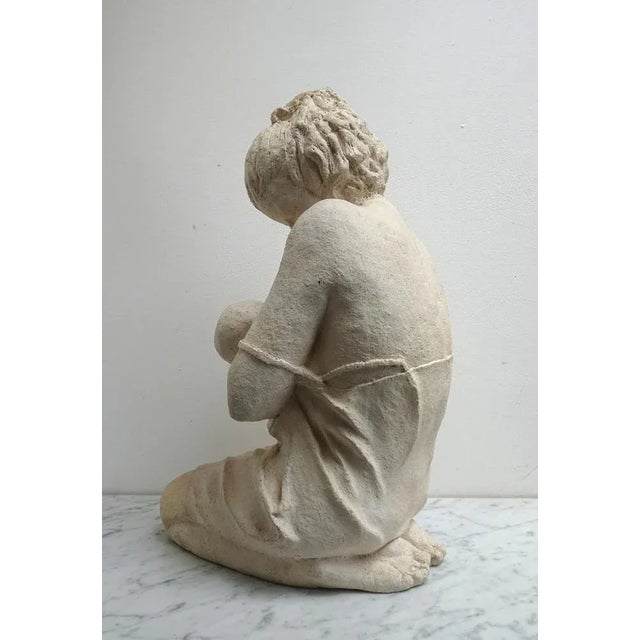 Large Vintage Art Ceramic Sculpture of Woman Feeding Baby, 1980s For Sale - Image 11 of 16