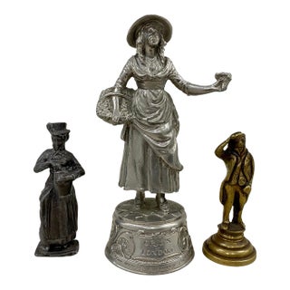 Three English Various Metal Street Figures-Miniature Statuettes For Sale