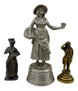 Three English Various Metal Street Figures-Miniature Statuettes