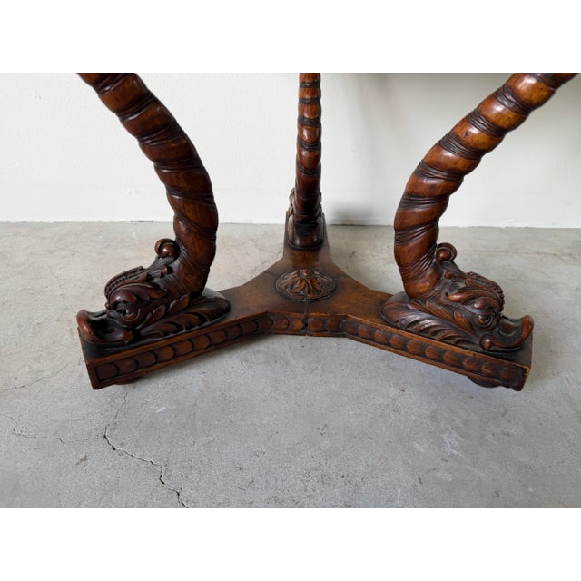 Late 19th Century 19th Century French Carved Dolphin Base Marble Top Center / Accent Table/ Sikld For Sale - Image 5 of 12