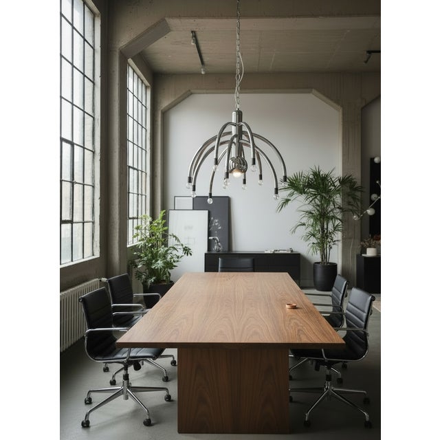 Vintage Space Age Chrome 13-Light Chandelier attributed to Goffredo Reggiani, 1970s For Sale - Image 3 of 14
