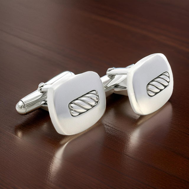 1990s 1990s David Yurman Authentic Estate Cufflinks Silver, A Pair For Sale - Image 5 of 12