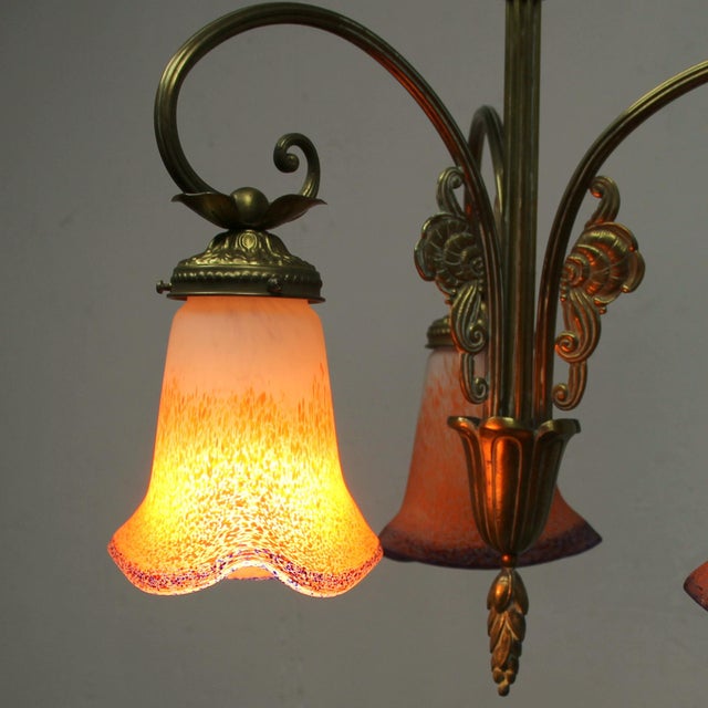 Art Deco Lamp in Glass Paste, 1920s, in Very Good conditions. Designed 1920 to 1949 Up to 250V (Europe/UK Standard).The...