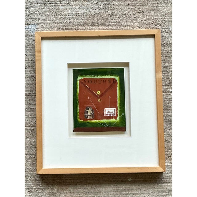 Framed Abstract Mixed Media Postal Design Art For Sale - Image 12 of 12