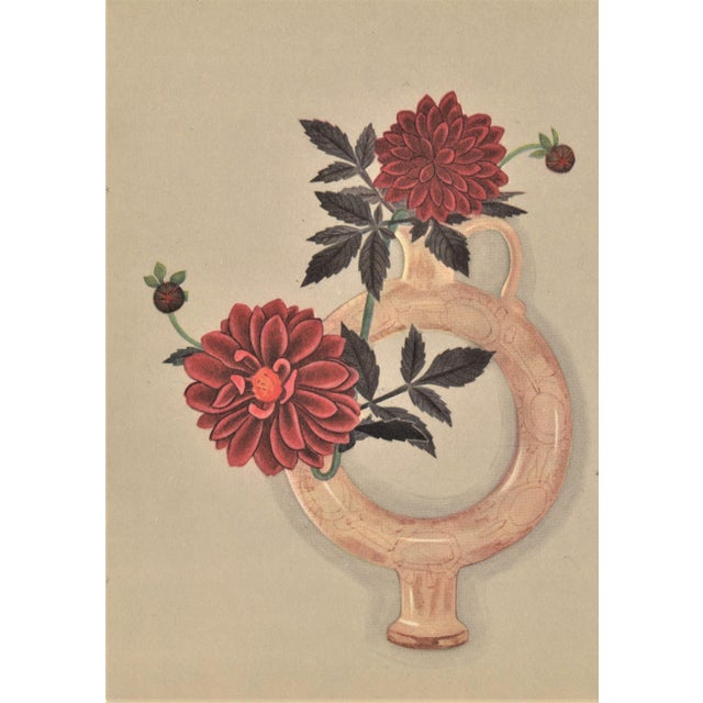 This is an original lithograph from the album "Japanese Art of Flower Arrangements”, published in Japan in 1956. The art...
