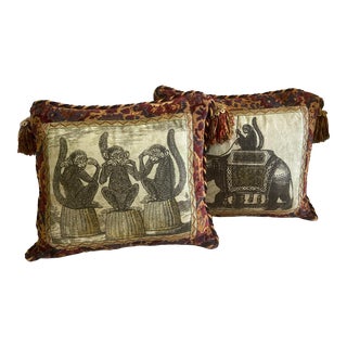 1990s Three Monkey Pillow by Sweet Dreams for Neiman Marcus For Sale