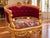1970 French Artisan Louis XVI Gold Burgundy Sofa Set-3 Pc For Sale - Image 15 of 18