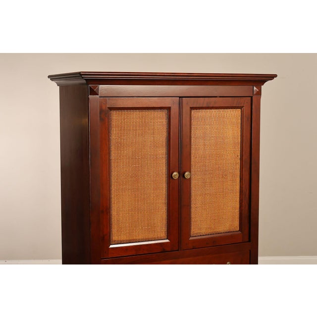 Brown Grange French Louis Philippe Cherry Cane Door Armoire Cabinet For Sale - Image 8 of 18