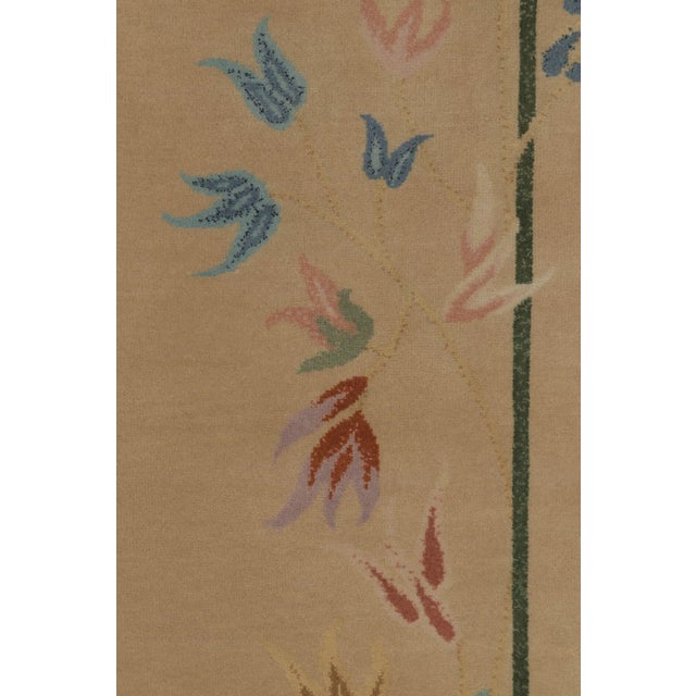 Rug & Kilim’s Extra-Long Chinese Art Deco-Style Custom Runner, Beige With Floral For Sale In New York - Image 6 of 10