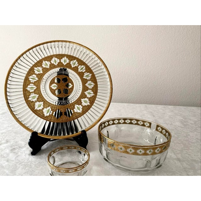 Culver Valencia Gold Filigree With Green Accents Serving Pieces- Set of 3 Excellent "Mint" Condition Mid 20th Century For Sale - Image 12 of 12