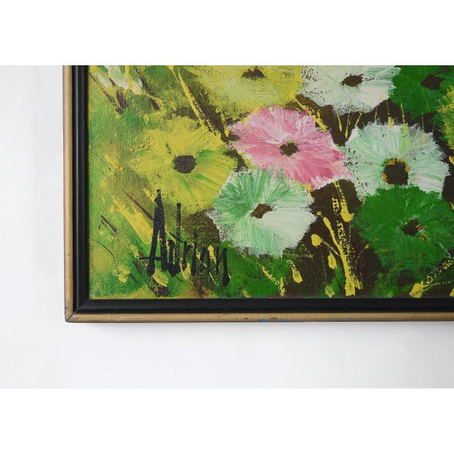 Vintage 1970s Lovers in the Flower Field Landscape Painting For Sale In San Francisco - Image 6 of 11