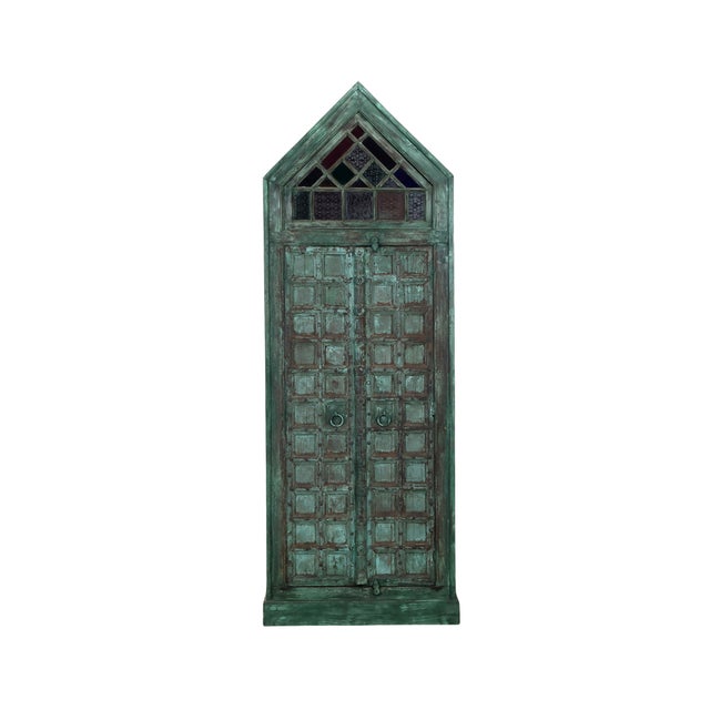 Indian Armoire Constructed From Antique Indian Painted Teakwood Doors and Elements For Sale - Image 3 of 6