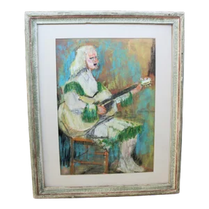 Signed 1951 French Inspired Drawing "The White Headed Girl"