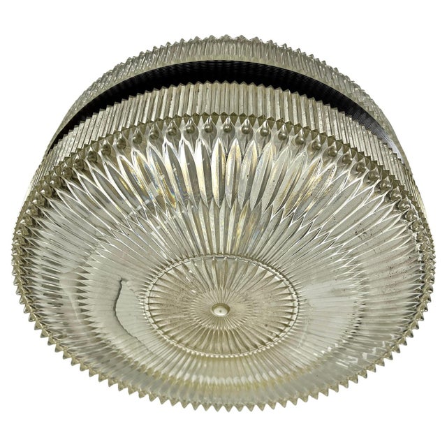 Beige Mid-Century Scandinavian Pendant Light with Acrylic Optical Shade, 1960 For Sale - Image 8 of 13