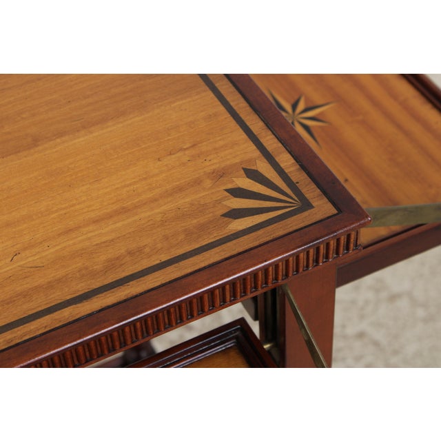 John Widdicomb Marquetry Inlaid Serving Bar Cart For Sale - Image 10 of 18