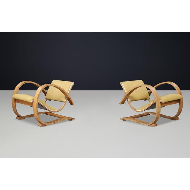 Low Art Deco French Lounge Chairs in Sculptural Bentwood, 1930s, Set of 2 For Sale - Image 4 of 11