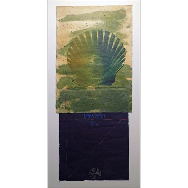1980s 1980s Scott Sandell "Watermill" Signed Framed Mixed Media Artwork, Shell For Sale - Image 5 of 10