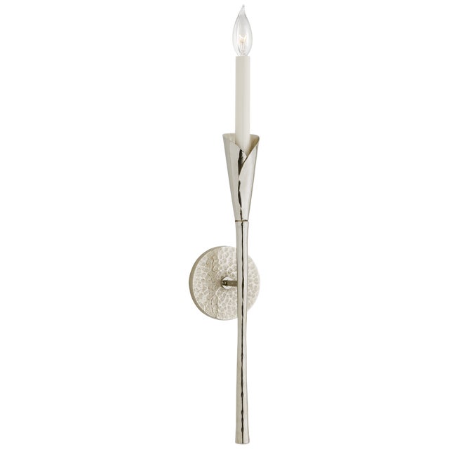 Aiden Tail Sconce in Polished Nickel Designer: Chapman & Myers Height: 22.75" Extension: 3.5" Backplate: 4.5" Round...