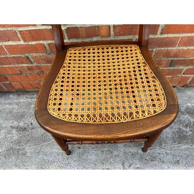 Early 20th Century Antique Victorian Style Walnut Cane Seat Side Chair For Sale In Washington DC - Image 6 of 8