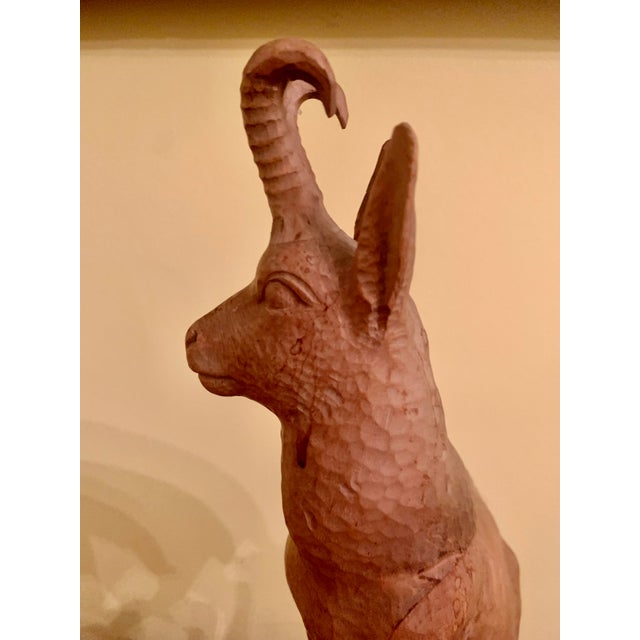 Wood Mid 20th Century Large Black Forest Wooden Chamois Carving For Sale - Image 7 of 13