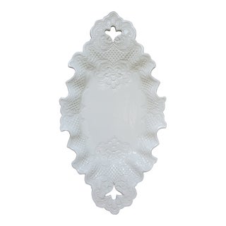 1980s Vintage Handmade Porcelain Lace Tray For Sale