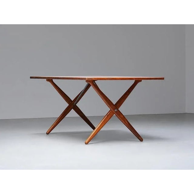 Model 303 Dining Table in Oak and Metal by Hans J. Wegner attributed to Andreas Tuck, Denmark, 1950s For Sale - Image 3 of 16