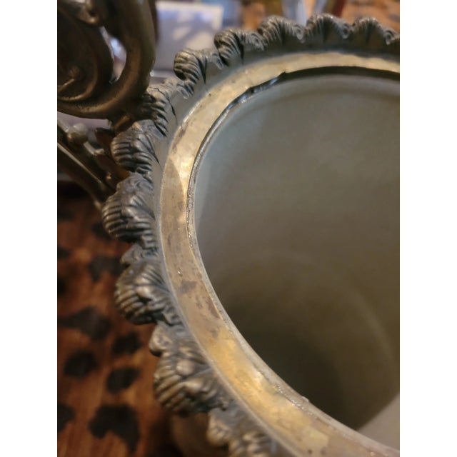 Vintage French Ceramic Metal Covered Floral Yellow Red Extra Tall Urn Decorative Jar For Sale - Image 11 of 12