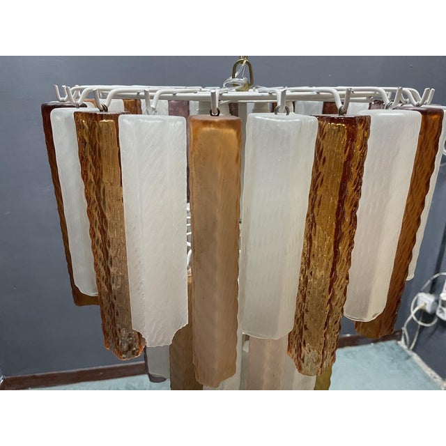 Large Murano Glass Tube Chandelier, 1980s For Sale - Image 10 of 11