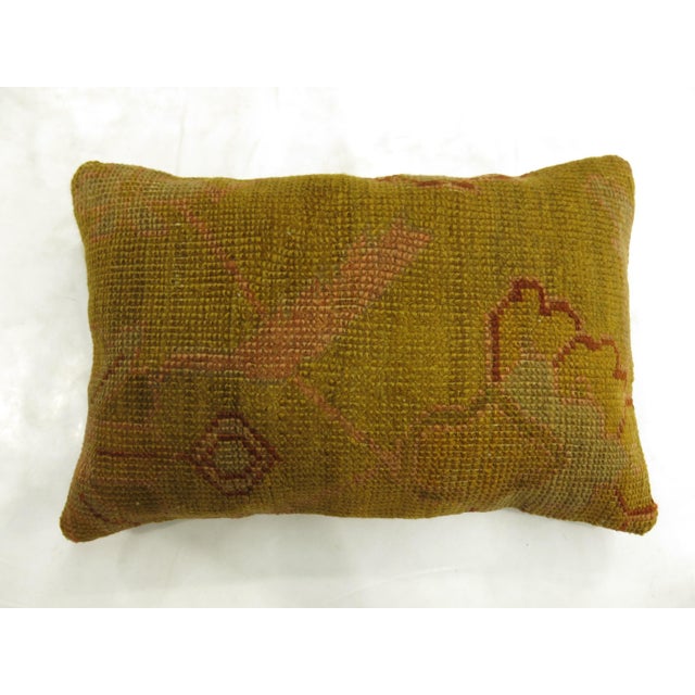 Yellow Turkish Oushak Lumbar Rug Pillow For Sale - Image 4 of 5