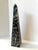 Charcoal Mid 20th Century Large Nero Marquina Marble Obelisk Sculpture | Black & White Veined Stone Decor, 18” For Sale - Image 8 of 11