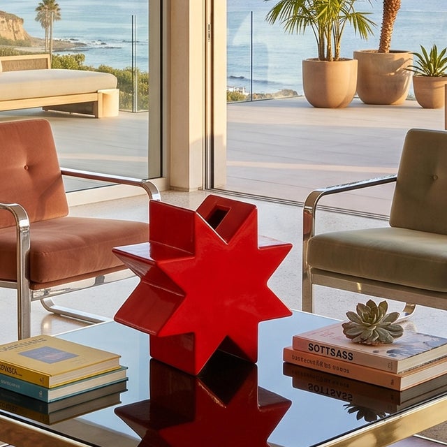 Iconic "Hsing" vase, an exceptional architectural ceramic piece designed by the legendary Ettore Sottsass in the 1980s....