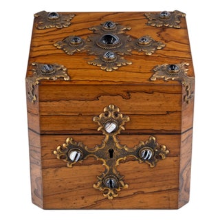Gothic Revival Box in Olive Wood, 1880 For Sale