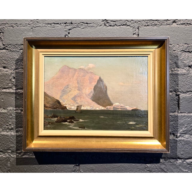 Laurits Holst -19th century View of Madeira Rocky coastline in Portugal -Oil painting Impressionist - Oil Painting on...