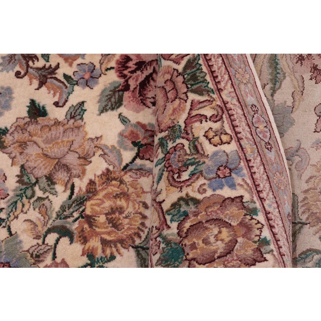 Textile Beautiful Floral Square 1990's Pak-Persian Ivory/Ivory Wool Rug - 6'1'' X 6'2'' For Sale - Image 7 of 9