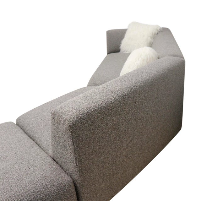 Pasargad Home Portfino Modern Sofa With 2 Fur Pillows For Sale - Image 4 of 11