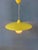 Mid-Century Modern Opaline Glass Pendant Lamp with Yellow Metal Shade For Sale - Image 5 of 13