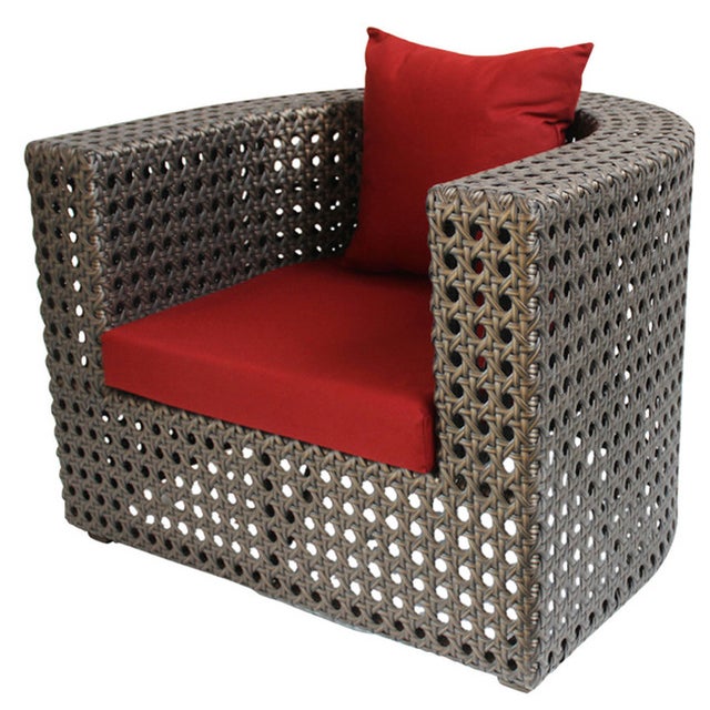 Outdoor Faux Rattan Club Chair Chairish
