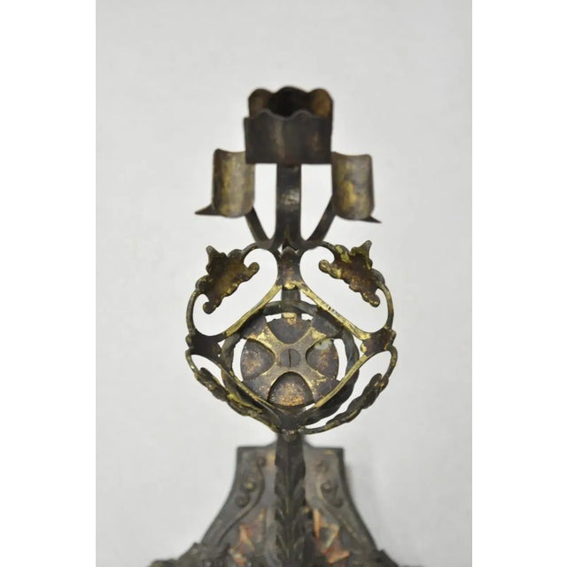 19th Century Antique French Art Nouveau Figural Cast Wrought Iron Ashtray Catch All Stand For Sale - Image 5 of 12