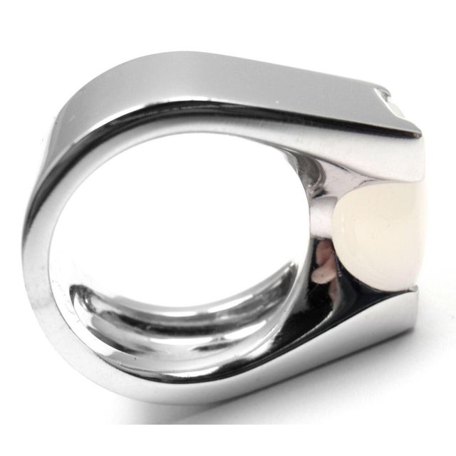 Cartier 18k White Gold Moonstone Large Ring Size 50 US 5 1/4 For Sale In Philadelphia - Image 6 of 10