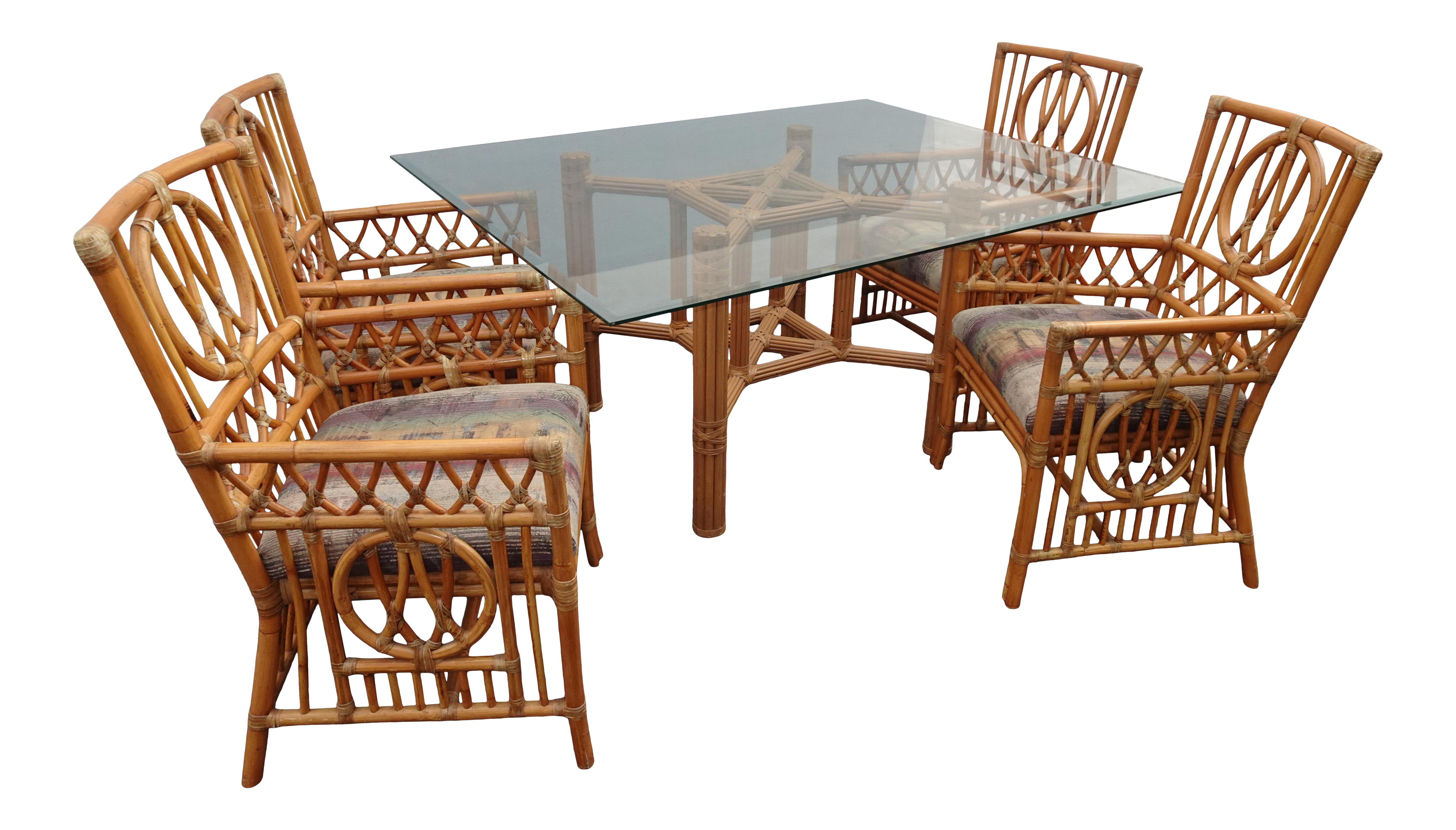 Vintage McGuire Style Bamboo Dining Table & 4 Chairs - image 0