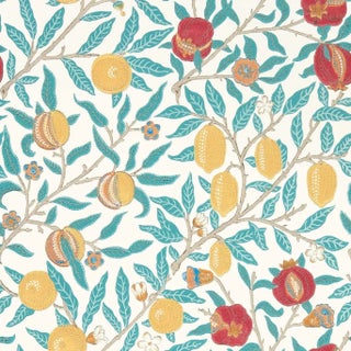 Morris & Co Fruit Wallpaper in Green Indigo/Madder - a Sample For Sale