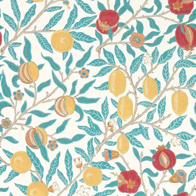 Morris & Co Fruit Wallpaper in Green Indigo/Madder - a Sample For Sale