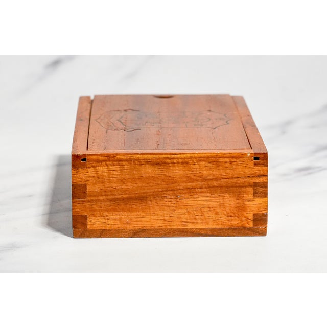 Vintage Republic of the Philippines Empty Wood Cigar Box Dovetail Keepsake Box For Sale - Image 10 of 12